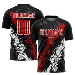 Uniform Schwarz Trikot Sublimation Fußball Custom Rot-Weiß
