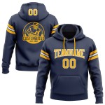 Besticktes Marineblaues Pullover-Sweatshirt Gold-Weiß Custom Football Hoodie