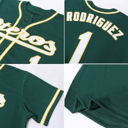 Weiß-Gold Custom Authentic Green Jersey Baseball