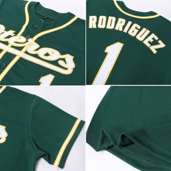 Weiß-Gold Custom Authentic Green Jersey Baseball