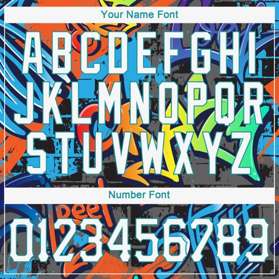 Hoodie Weiß-Aqua Muster Sweatshirt 3D Graffiti Custom Sports Stitched Pullover