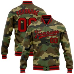 Service Rot-Schwarz Salute Varsity Custom Camo Full-Snap Jacke zu Bomber Letterman