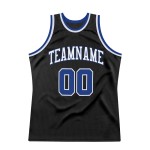 Benutzerdefiniertes Royal-Weiß Throwback Basketballtrikot Authentic Black Benutzerdefiniertes Royal-Weiß Throwback Basketballtrikot Authentic Black