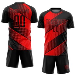 Rot Fußball Schwarz Custom Uniform Jersey Sublimation Rot Fußball Schwarz Custom Uniform Jersey Sublimation