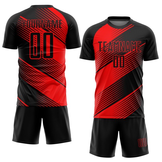 Rot Fußball Schwarz Custom Uniform Jersey Sublimation
