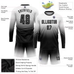 Weiß Fußball Lange Jersey Custom Uniform Verblassen Ärmel Mode Schwarz Sublimation Weiß Fußball Lange Jersey Custom Uniform Verblassen Ärmel Mode Schwarz Sublimation