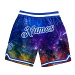 Königsblaue Basketball Galactic Shorts 3D Authentic Custom