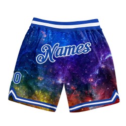 Königsblaue Basketball Galactic Shorts 3D Authentic Custom