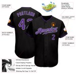Lila-Grau Authentic Baseball Jersey Custom Schwarz Lila-Grau Authentic Baseball Jersey Custom Schwarz