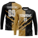 Graffiti Scratch Sublimation Fußball Gold Muster Schwarz-Alt Jersey Weiß Uniform Custom