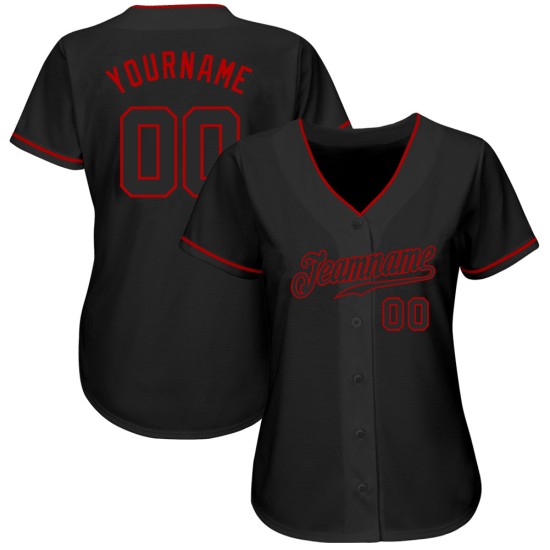 Jersey Authentic Baseball Schwarz Custom Schwarz-Rot Jersey Authentic Baseball Schwarz Custom Schwarz-Rot