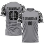 Grau Schwarz-Camo Sublimation Custom Jersey Uniform Fußball