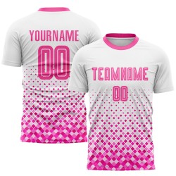 Benutzerdefinierte Uniform Weiß Trikot Fußball Sublimation Pink