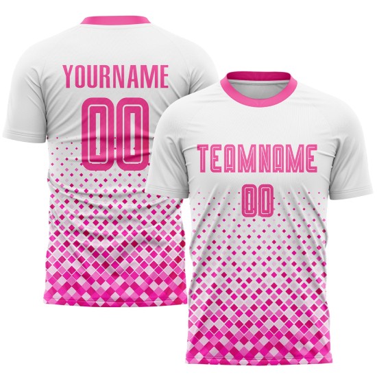 Benutzerdefinierte Uniform Weiß Trikot Fußball Sublimation Pink