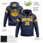 Besticktes Marineblaues Pullover-Sweatshirt Gold-Weiß Custom Football Hoodie
