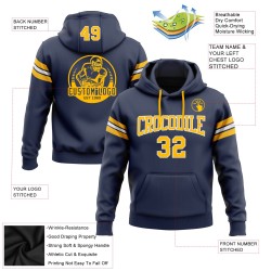 Besticktes Marineblaues Pullover-Sweatshirt Gold-Weiß Custom Football Hoodie Besticktes Marineblaues Pullover-Sweatshirt Gold-Weiß Custom Football Hoodie