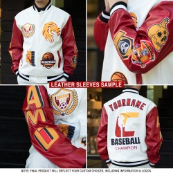 Schwarz-Altbraun Leopard Gold Bomberjacke Muster Full-Snap Varsity Custom Letterman 3D Design