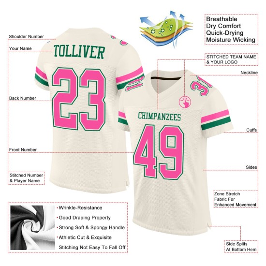 Pink-Kelly Football Authentic Grün Creme Trikot Custom Mesh Pink-Kelly Football Authentic Grün Creme Trikot Custom Mesh
