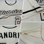 Baseball Authentic Custom Creme Creme-Schwarzes Trikot