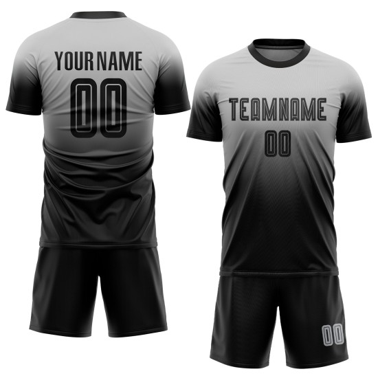 Jersey Sublimation Uniform Schwarz Benutzerdefinierte Grau Verblassen Mode