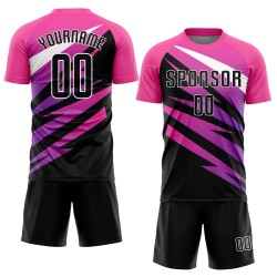 Sublimation Fußball Schwarz-Weiß Trikot Uniform Custom Pink Sublimation Fußball Schwarz-Weiß Trikot Uniform Custom Pink