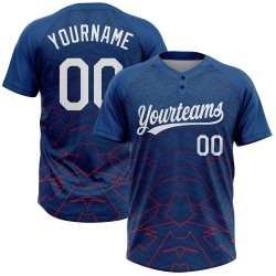 Unisex Muster Weiß-Rot 3D Softball Navy Jersey US Zwei-Knopf Blau Custom