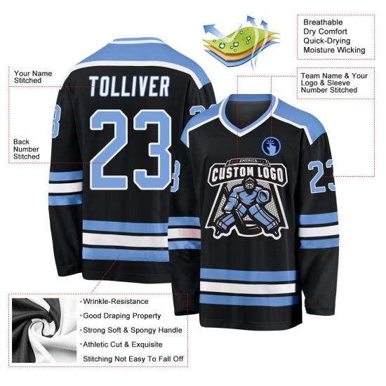 Hockey Blau-Weiß Schwarz Custom Jersey Light Hockey Blau-Weiß Schwarz Custom Jersey Light