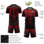 Uniform Schwarz Rot Benutzerdefinierte Sublimation Jersey Fußball Uniform Schwarz Rot Benutzerdefinierte Sublimation Jersey Fußball