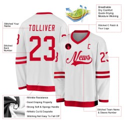 Weißes Hockey-Trikot in Rot, individuell