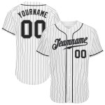 Schwarz-Grau-Weiß Authentic Black Pinstripe Custom Baseball Jersey