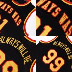 Rippstrick Jersey Custom Schwarz Rundhals Basketball Gold-Rot Rippstrick Jersey Custom Schwarz Rundhals Basketball Gold-Rot