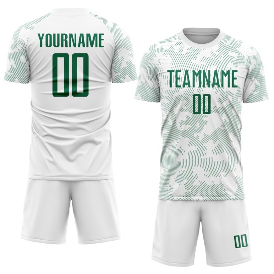 Weiße Sublimation Kelly Uniform Fußballtrikot Custom Grün