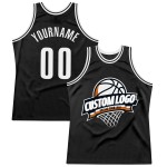 Basketball Throwback Custom Jersey Schwarz Weiß Authentisch Basketball Throwback Custom Jersey Schwarz Weiß Authentisch
