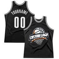 Basketball Throwback Custom Jersey Schwarz Weiß Authentisch