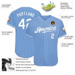 Nadelstreifen Weiß Blau Licht Baseball Custom Authentic Jersey Weiß