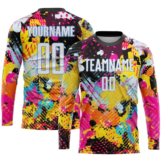 Weiß-Licht Uniform Blau Fußball Jersey Muster Custom Sublimation Graffiti