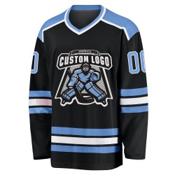Hockey Blau-Weiß Schwarz Custom Jersey Light