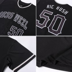 Authentisches Baseball-Trikot in Schwarz-Grau, individuell gestaltet in Schwarz Authentisches Baseball-Trikot in Schwarz-Grau, individuell gestaltet in Schwarz