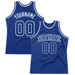 Jersey Royal Authentic Custom Throwback Basketball Royal-Weiß