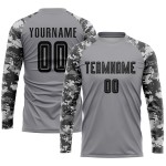 Grau Schwarz-Camo Sublimation Custom Jersey Uniform Fußball