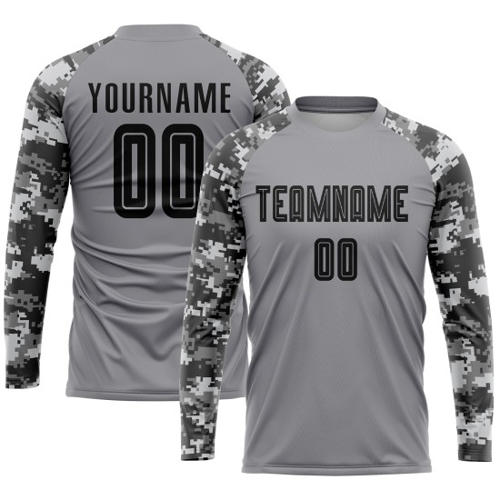 Grau Schwarz-Camo Sublimation Custom Jersey Uniform Fußball