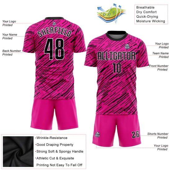Schwarz-Weiß Fußball Trikot Uniform Rosa Custom Sublimation