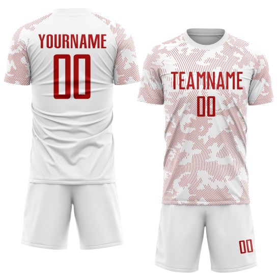 Uniform Custom Rot Sublimation Jersey Fußball Weiß
