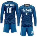 Fußball Sublimation Custom Blau Weiß-Schwarz Uniform Trikot