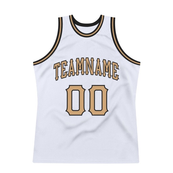 Authentisches Custom Basketball Throwback Gold-Schwarzes Trikot Weiß Alt Authentisches Custom Basketball Throwback Gold-Schwarzes Trikot Weiß Alt